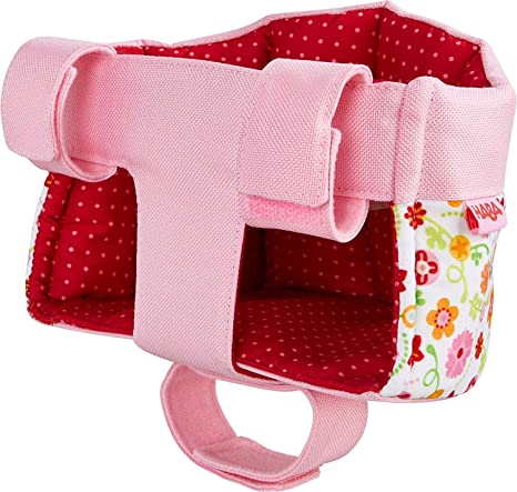 HABA Soft Doll's Bike Seat Flower Meadow - Attaches to Handlebars with Hook & Loop Attachment (Scooters Trikes & Bicycles)