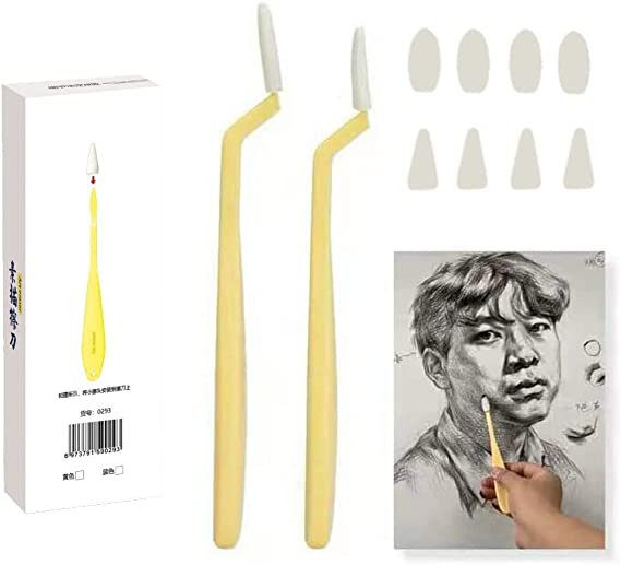 FENGCHUANG 2 Pcs Sketch Wiper Contains 20 Sponge Heads, Painting Eraser, Art Student Sponge, Brush Tool, Highlight Shadow, Sketch Wiper, Small Palette Knife, and Artistic Chalk