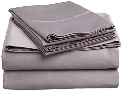 100% Premium Combed Cotton 400 Thread Count Full 4-Piece Sheet Set, Solid, Grey