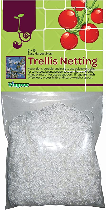 Viagrow Heavy-Duty Polyester Plant Trellis Netting, 5 X 15', White