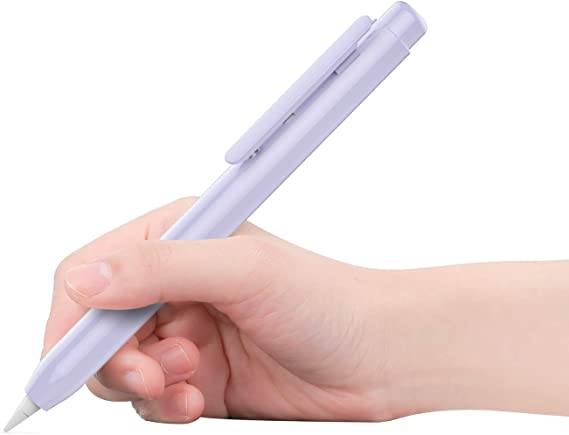 MoKo Holder Case Fit Apple Pencil 1st Gen, Retractable Tip Cap Fit New iPad 9th Generation 2021, iPad 8th Gen 2020/7th Gen 2019, iPad 6th 9.7 2018, iPad Mini 5th Gen Pencil Case Pencil, Taro Purple