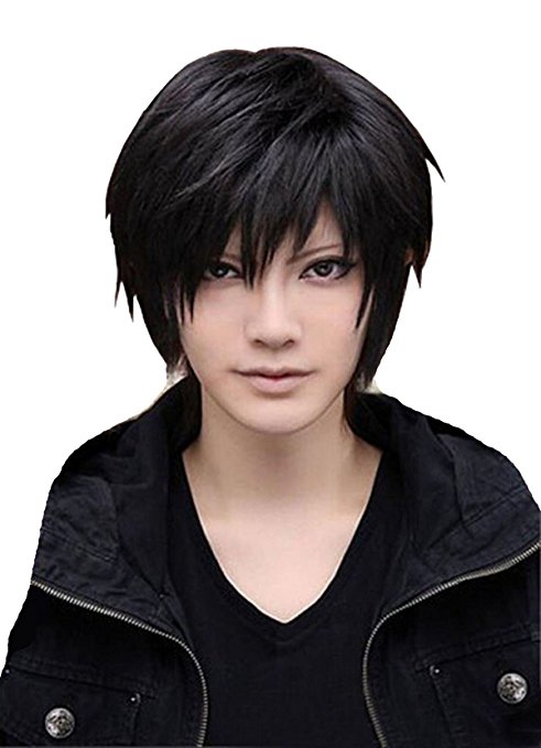 SuperWigy® Wigs for Men's Cool Male Black Short Straight Hair Wig/Wigs Cosplay Party Cheaper