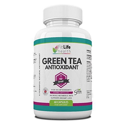 Green Tea Extract Antioxidant Capsules by Fit Life Health - Mega-strength 850mg Formula - Weight Loss Supplement - Boosts Energy And Focus - Helps Improve Cholesterol Levels - Powerful Antioxidant Support - Two Month Supply - Take One A Day to Increase Metabolic Rate And Aid Fat Loss - Made In UK