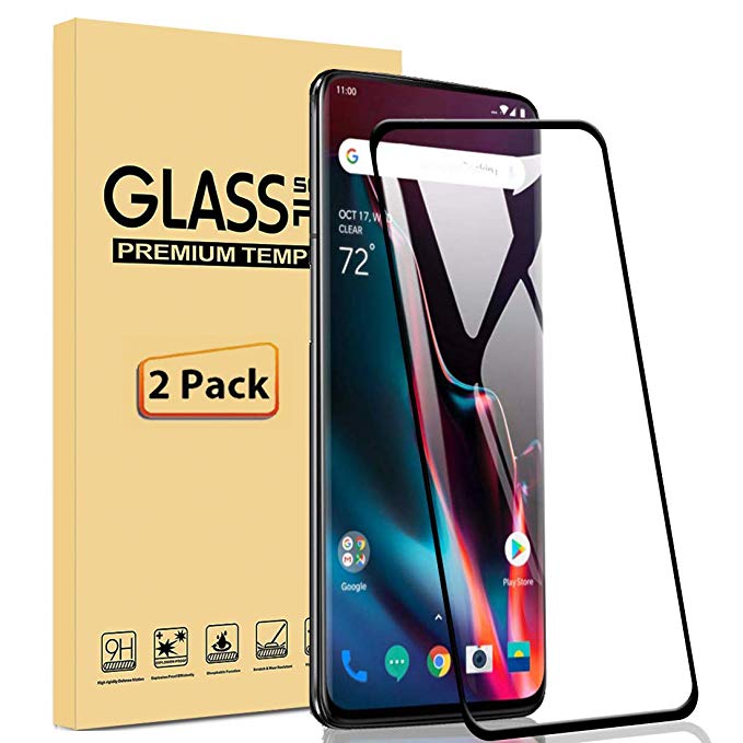 Halnziye [2 Pack] Screen Protector for OnePlus 7 Pro, [3D Full Coverage] [Case Friendly] [Bubble Free] 9H Tempered Glass Screen Protector Guard Cover Film Compatible with Oneplus 7 Pro-Black