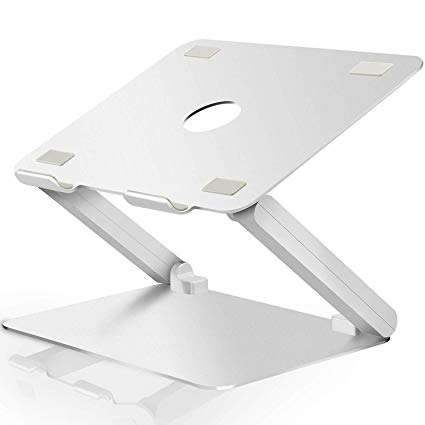 Soundance Laptop Stand Adjustable Riser Compatible with Apple Mac MacBook Pro Air, Ergonomic Aluminum Holder for 10-17.3 Inch Notebook Computer, Multi-Angle Stand with Heat-Vent to Elevate PC, Silver