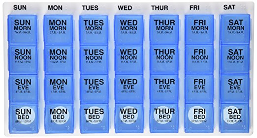 Ezy Dose Four-a-day Weekly One-day-at-a-time Medication Organizer Large (2 Pack) Color Varies