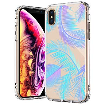 MOSNOVO Tropical iPhone Xs MAX Case, Tropical Palm Leaf Pattern Printed Clear Design Transparent Plastic Back Case with TPU Bumper Protective Case Cover for iPhone Xs MAX