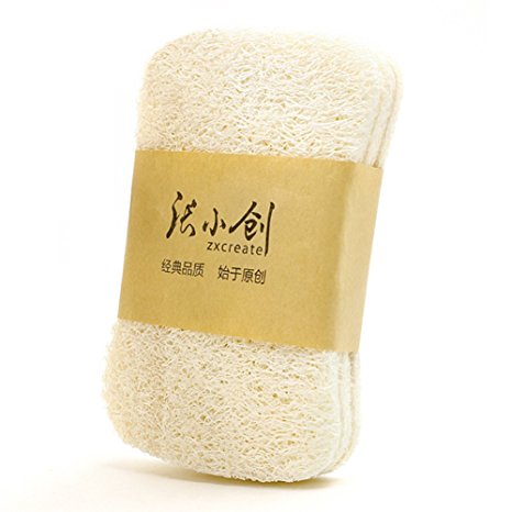 HaloVa Natural Loofah Sponge Scrubber，Portable Household Kitchen Cleaning Scouring, Oil-free Pad Brush Cloth, Square, 3 pcs