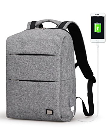 Mark Ryden Business Water Resistant Polyester Laptop Backpack with USB Charging Port Fits Under 15.6Inch Laptop and Notebook