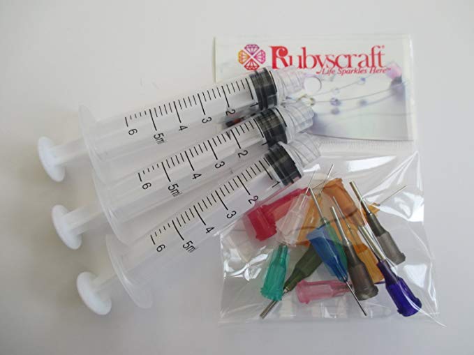 3pcs 10ml Luer Lock Syringe with 15pcs Mix Blunt Luer Tips Nozzle for dispensing Glue, ink, oil, Pinflair, Flux E6000, Liquid Bling my shoes UK00003085705 Trademark
