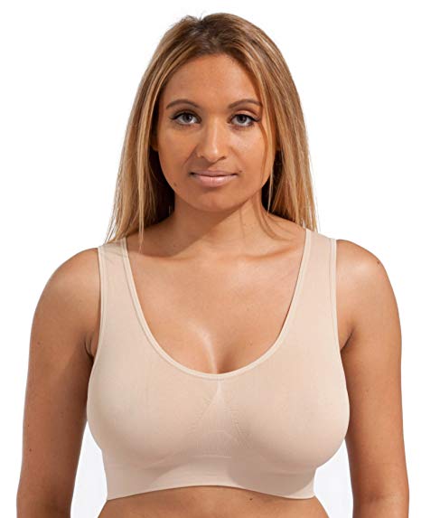 Marielle 4-Pack Bra - The Ultimate Seamless Comfort Bra Sizes S-5XL! Womens Sports Bras Sleep Bras Bralette Crop Tops Vest