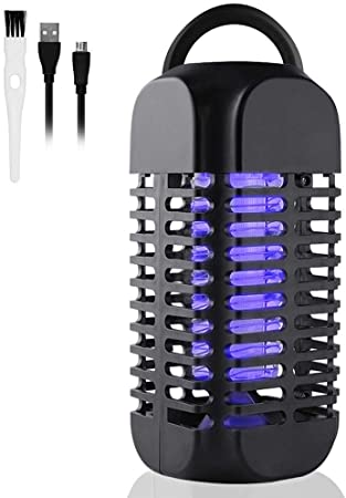 MIMIVIVA Electric Bug Lamp Indoor Portable Standing or Hanging Design Bug Racquet Perfect Compact for Bedroom Home Office Indoor Places Use (Black)