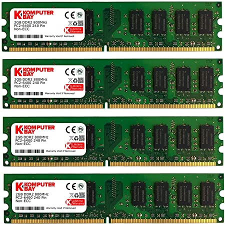 Komputerbay 8GB (4x 2GB) 240 Pin AM2 800MHz PC2 6400/PC2 6300 DDR2 DIMM Memory Module
