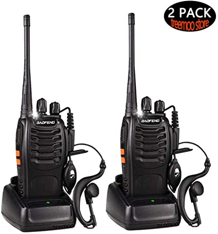 Walkie Talkies for Adults Long Range 16 Channel Rechargeable Two Way Radios with Original Earpiece Li-ion Battery and Charger (Pack of 2)