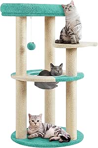 Yaheetech Cat Tree, 35.5in Cat Tower for Indoor Cats, Cat House with Scratching Posts & Padded Perch & Space Capsule, Cute Cat Tree, Cat Furniture for Kittens, Indigo/Beige