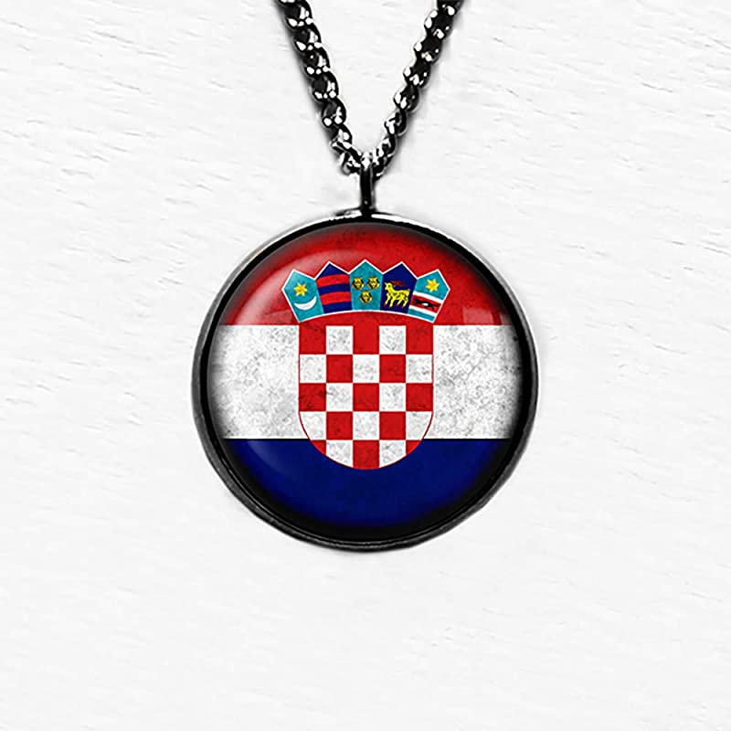 Croatia Croatian Flag Pendant Necklace