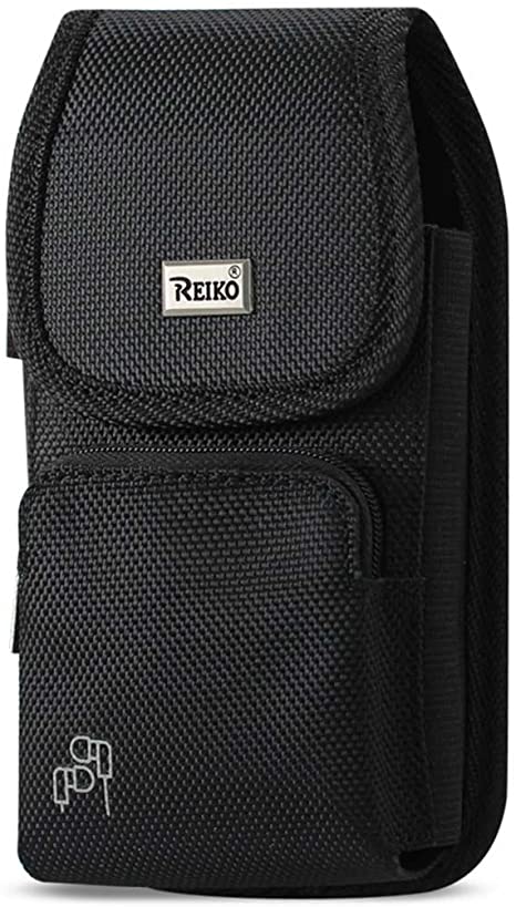 Reiko Vertical Rugged Pouch with Zipper Pocket Black in Cardboard Packaging (Inner Size:6.6x3.5x0.7)
