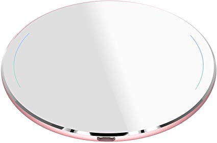 TOZO Wireless Charger Tempered Glass Ultra Thin Aviation Aluminum [Sleep-Friendly] FastCharging Pad for iPhone Xs, XR, Xs Max, X, 8 Plus Samsung Galaxy S8-S10 , Note 8 9 (Rose Gold)-NO AC Adapter