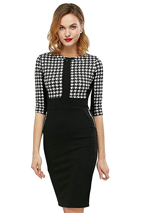 Babyonlinedress Half Sleeve Office Work Dress Sheath Bodycon Pencil Dress