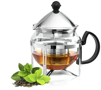 Culinaire Functional Infuser Tea Maker - Premium Stainless Steel Tea Infuser - Heat Resistant Glass