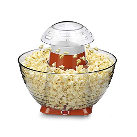 Home Kitchen Electric Popcorn Machine, Hot Air-pop Popper Corn Maker 16 Cups Family Size of Popcorn with Collapsible Bowl, No Oil Needed, Easy Cleaning & Simple to Use (Orange)