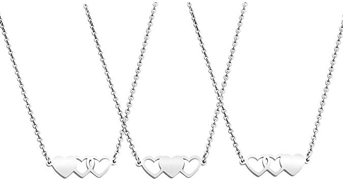 JINGMARUO 3 Sisters Bracelets Best Friends Necklace for 3 Set of 3 Heart Bracelets 3 BFF 3 Bestie Long Distance Friendship Gift