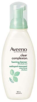 Aveeno Clear Complexion Acne Face Wash, Foaming Face Cleanser with Salicylic Acid, 180 mL