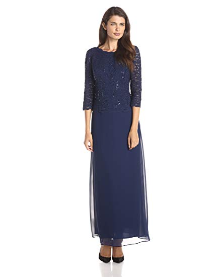 Alex Evenings Women's Long Mock Dress with Full Skirt