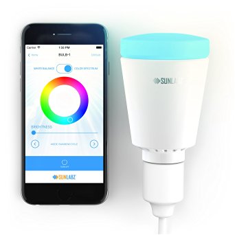 SunLabz® Bluetooth Smart Light - Smartphone-Controlled, Color-Changing, Dimmable LED Bulb that works with iPhone & Android Devices (White)