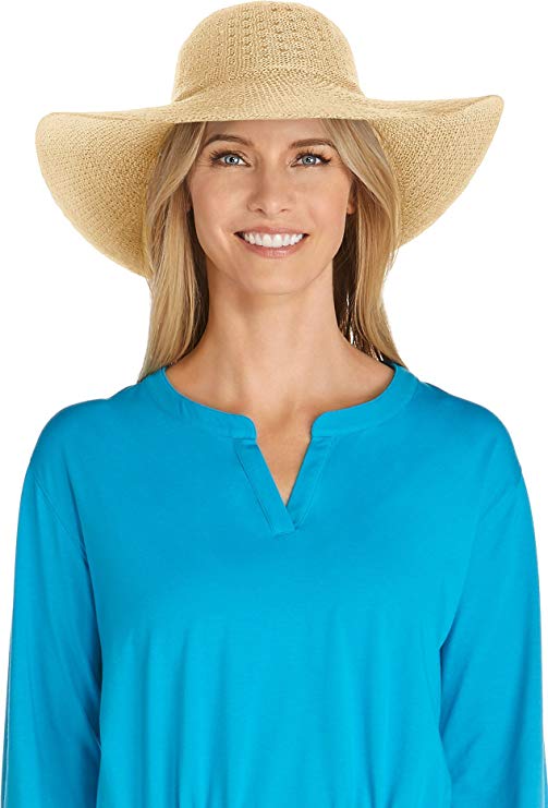 Coolibar UPF 50  Women's Perla Packable Wide Brim Hat - Sun Protective