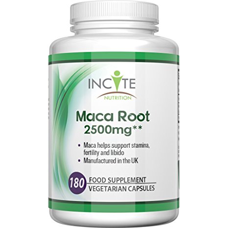 Maca root capsules 2500mg, 180 Capsules (3 Month Supply) vegetarian capsules not powder, oil or tablets - Health Benefits Include increased fertility and helps with menopause, Vegan Maca gives a burst of vitamins to both men & women.