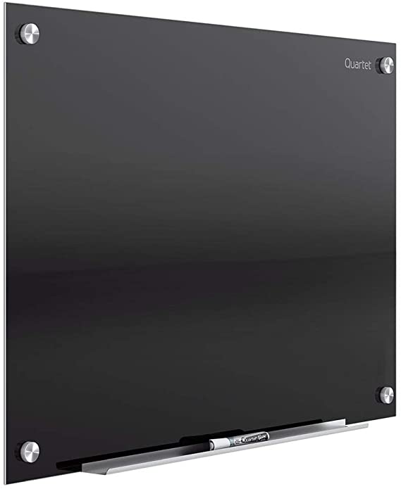 Glass Whiteboard, Magnetic Dry Erase White Board, 4' X 3', Black Surface, Infinity (G4836B)