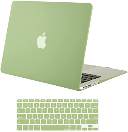 MOSISO Compatible with MacBook Air 13 inch Case Old Version 2010-2017 Release (Models: A1466 & A1369), Plastic Hard Shell Case & Keyboard Cover Skin, Avocado Green