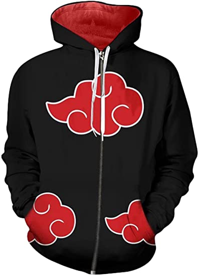 UU-Style Men's Kid Naruto Akatsuki Cloud Long Sleeve Jacket Uchiha Itachi Cosplay Costume Hoodie Sweatshirt