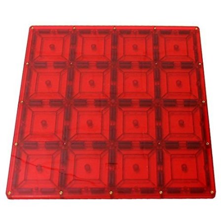 Magnetic Stick N Stack Stablizer Building Plate with 128 Enclosed Magnets 12 x 12-Inch Red