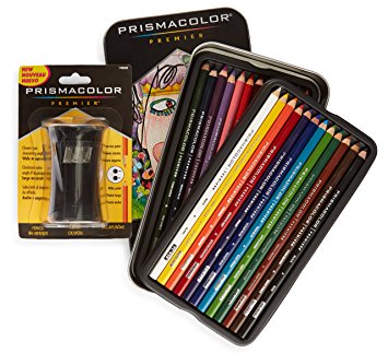 Prismacolor Premier Colored Pencils, Soft Core, 24 Pack (3597T) with Premier Pencil Sharpener (1786520)