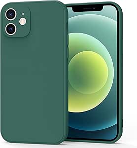 Vancle for iPhone 12 Case, Soft Silicone Full Body Protective Phone Case with Microfiber Lining for iPhone 12 6.1 inch (Pine Green)