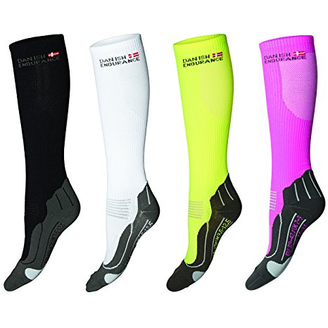 Graduated Compression Socks by DANISH ENDURANCE // For Men & Women // Boost Performance, Speed Up Recovery, Better Blood Circulation // For All Sports, Flight, Air travel, Nurse, Medical // 1 pair