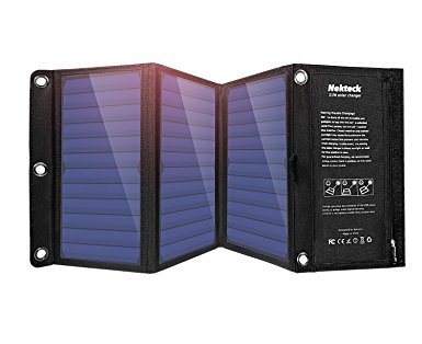 Nekteck 21W Solar Charger with 2-Port USB Charger Build with High efficiency Solar Panel Cell for All USB Device