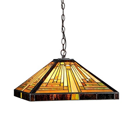 Chloe Lighting CH33359MR16-DH2 Innes Tiffany-Style Mission 2-Light Ceiling Pendant Fixture with 16-Inch Shade