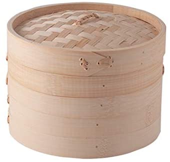 Hinomaru Collection Traditional Oriental Style Natural Bamboo Steamer Basket Stackable Dim Sum Vegetable Steamers (8 Inch Dia)