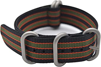 ArtStyle Watch Band with Colorful Nylon Material Strap and Heavy Duty Brushed Buckle