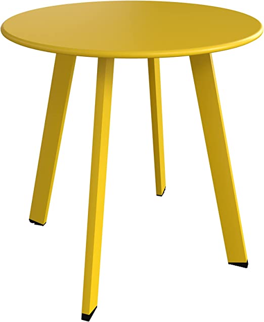 Grand Patio Steel Patio Side Table, Weather Resistant Outdoor Round End Table,Yellow Square Feet