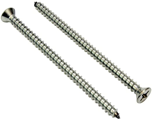 #12 X 2-1/2'' Stainless Flat Head Phillips Wood Screw, (25 pc), 18-8 (304) Stainless Steel Screws by Bolt Dropper