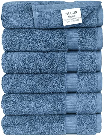 Luxury Spa and Hotel Quality Premium Turkish Cotton Washcloth Towel Set (Wedgewood)