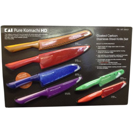 Pure Komachi HD - 6 Coated Carbon Stainless Steel Knives W Matching Sheaths