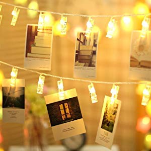 AQV LED Photo Clips String Lights Battery Operated Fairy String Lights with 40 Clips for Hanging Photos Pictures Cards Memos, Warm White Decoration Light for Christmas Bedroom Wedding