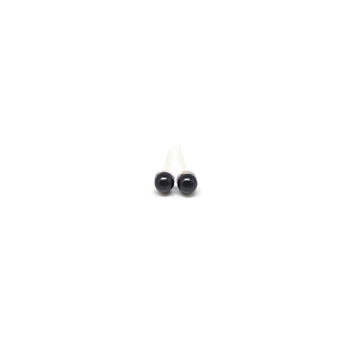3mm Black Simulated Pearl Earrings on Hypoallergenic Plastic Posts for Metal Sensitive Ears