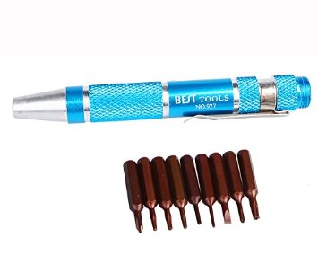 BSTPOWER 9 in 1 Pocket Pen Style Complete Screwdriver Set with 5 Point Pentalobe Phillips Torx T4 T5 T6 T8 for iPhone Macbook