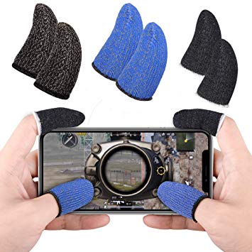 Qoosea Mobile Game Controller Finger Sleeve Sets [6 Pack] Breathable Anti-Sweat Full Touch Screen Sensitive Shoot Aim Joysticks Finger Set for PUBG/Knives Out/Rules of Survival for Android iOS